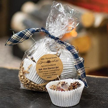 4 Set Cranberry Fire Starters - The Fox Decor